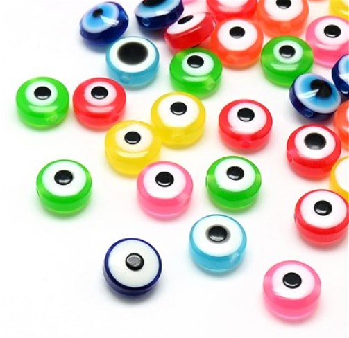 Resin Flat Round Evil Eye Beads – JRM Designs, - Main Image