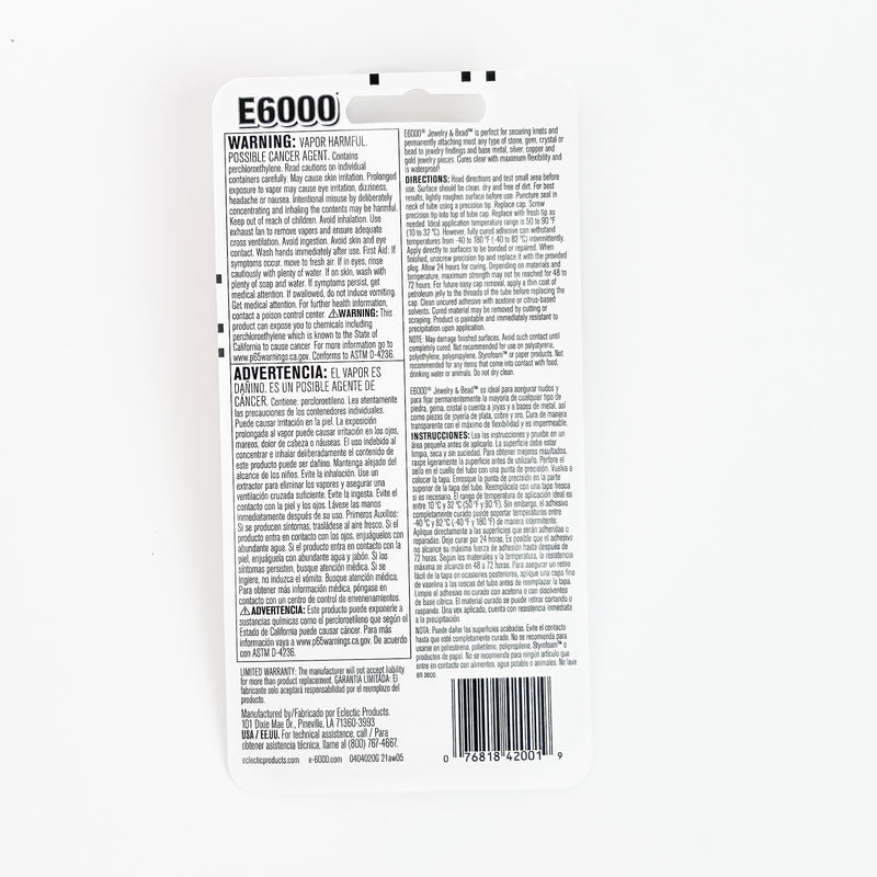 E6000 Glue for Jewelry & Bead (1 oz)