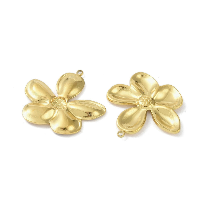 18k Gold Plated Stainless Steel Flower Charm