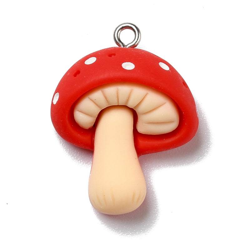 Opaque Resin Red Mushroom Charm