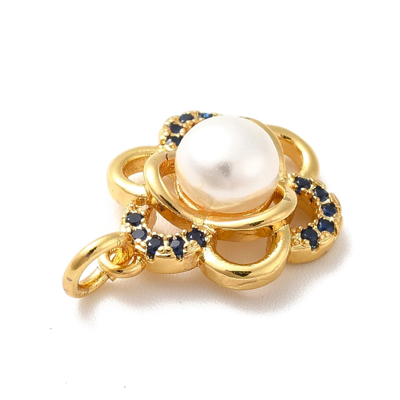 Micro Pave Flower with Pearl and Jump Ring