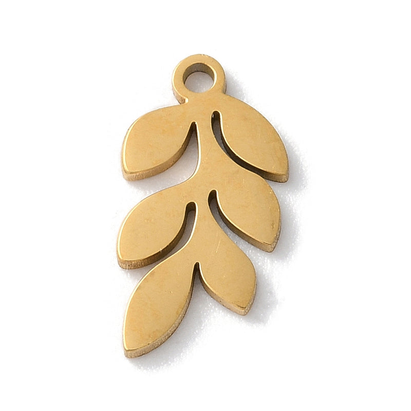 Stainless Steel Hanging Tiny Leaves Charm