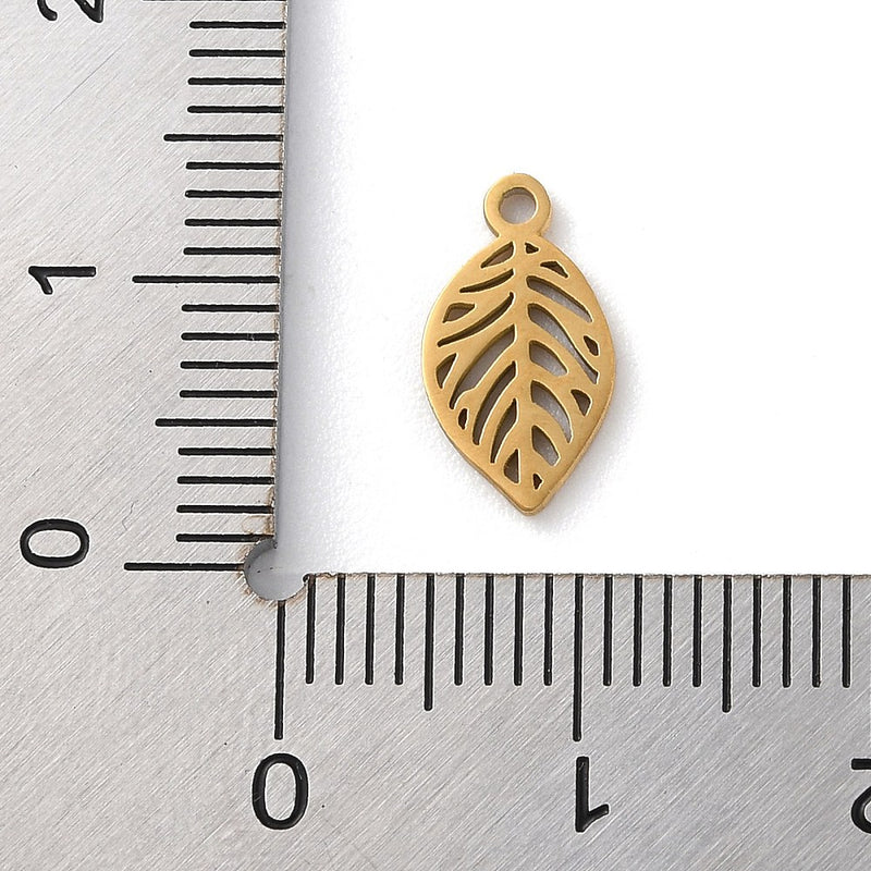 Stainless Steel Hanging Leaf Charm