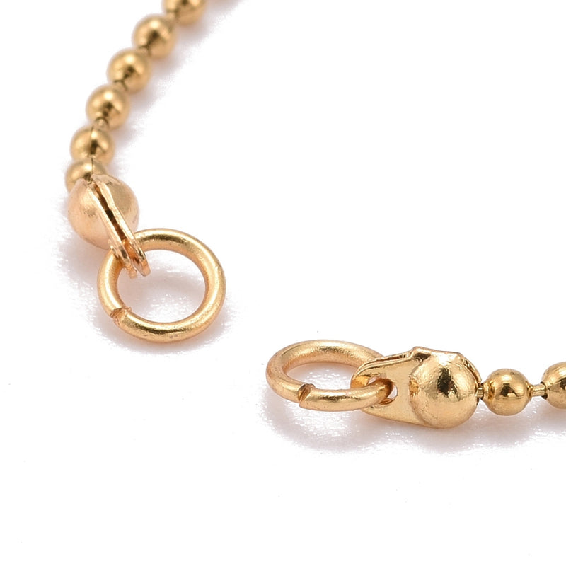 Stainless Steel Gold Ball Chain Bracelet with extensor