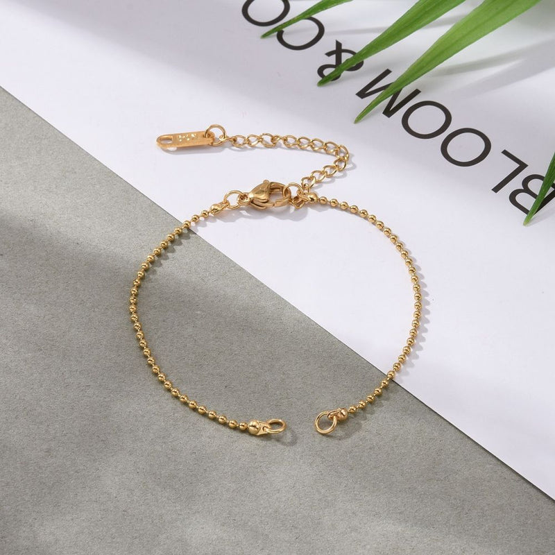 Stainless Steel Gold Ball Chain Bracelet with extensor