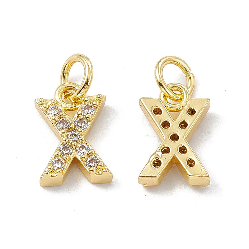 18K Gold Plated Cubic Zirconia Letter Pendant with jump ring