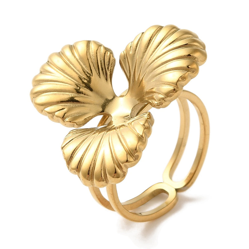 18k Gold Plated Stainless Steel Flower Ring