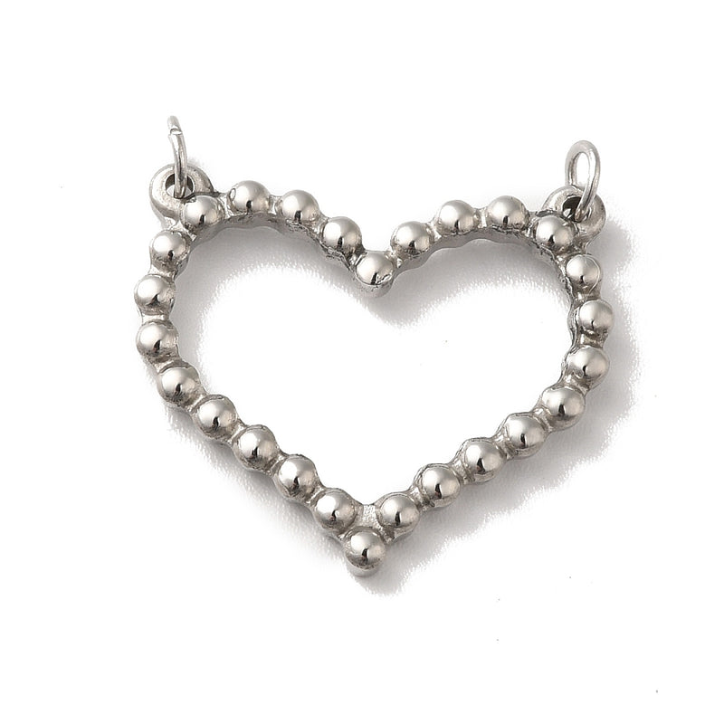 Stainless Steel Heart Connector with Jump Rings & Ball Chain Finish