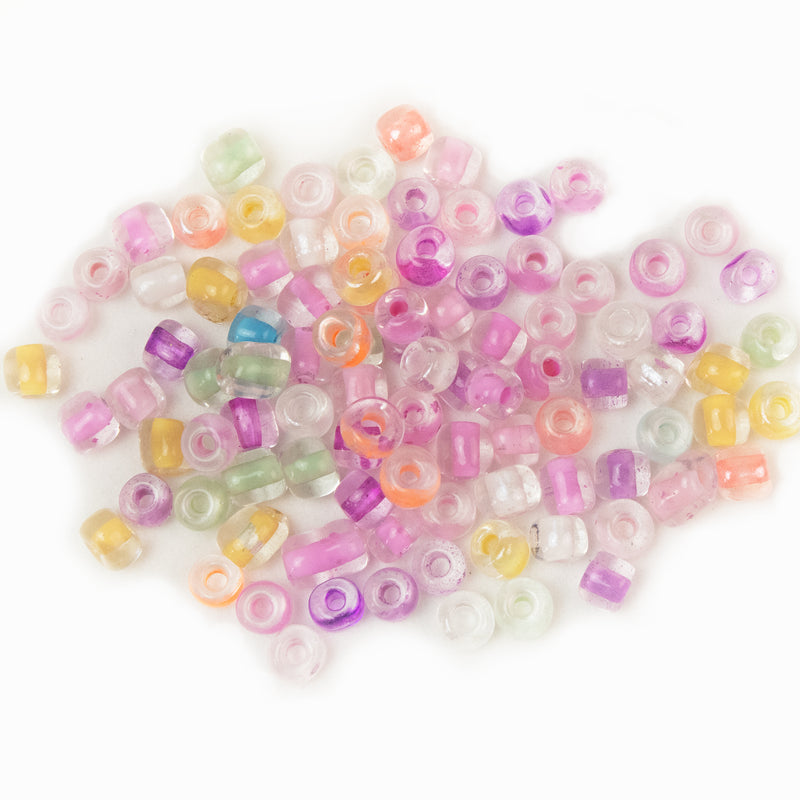 Round Glass Seed Beads (Clear Inside Colors)