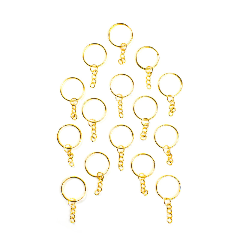 Iron Split Key Rings with Curb Chains Keychain Clasp (15 PCS)