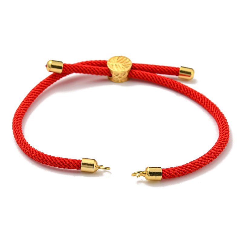 Adjustable Nylon Cord Bracelet with Golden Brass Tree Slider