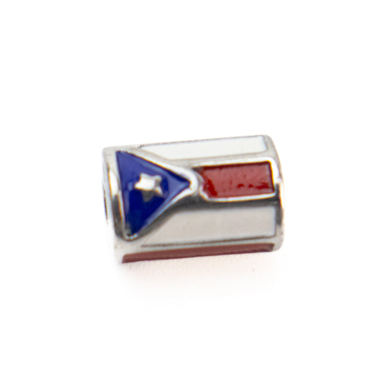 Stainless Steel Puerto Rico Flag Round Bead Spacer