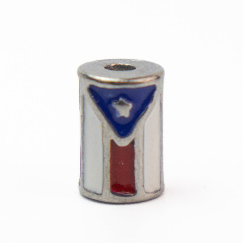 Stainless Steel Puerto Rico Flag Round Bead Spacer