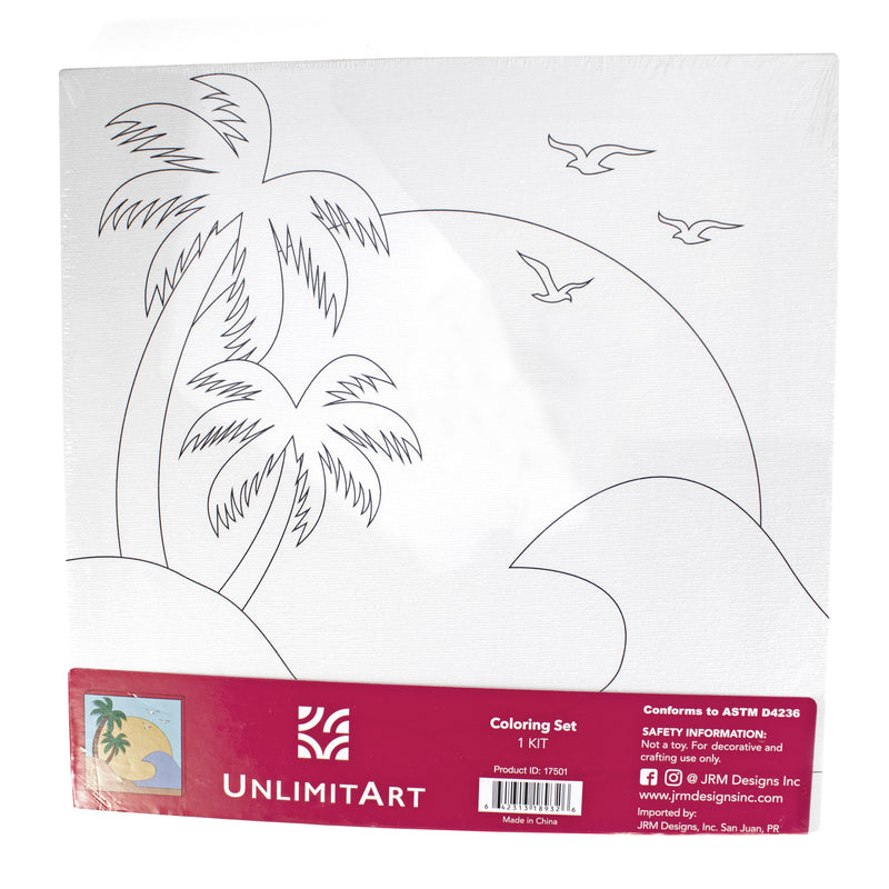 Coloring Set Canvas with Acrylic Paint Set and Brush- Beach