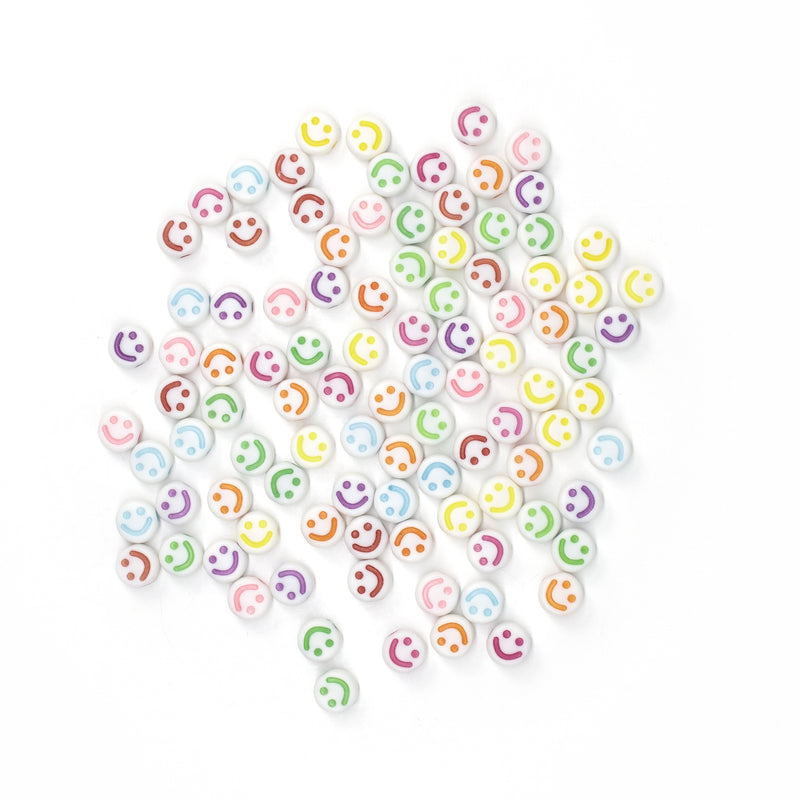 Acrylic Smiling Beads Multi Color (100 pcs)
