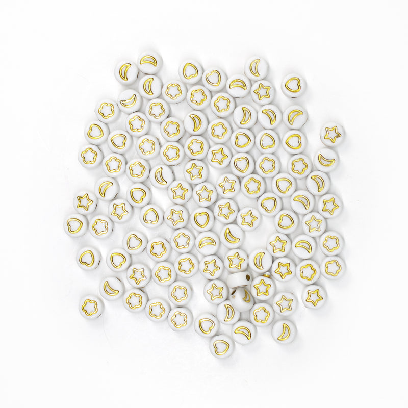 Acrylic Round Shapes Beads Gold (100 PCS)