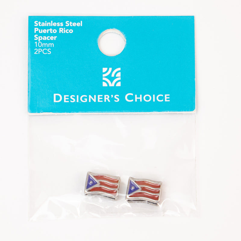 Stainless Steel Puerto Rico Flag Bead Spacer