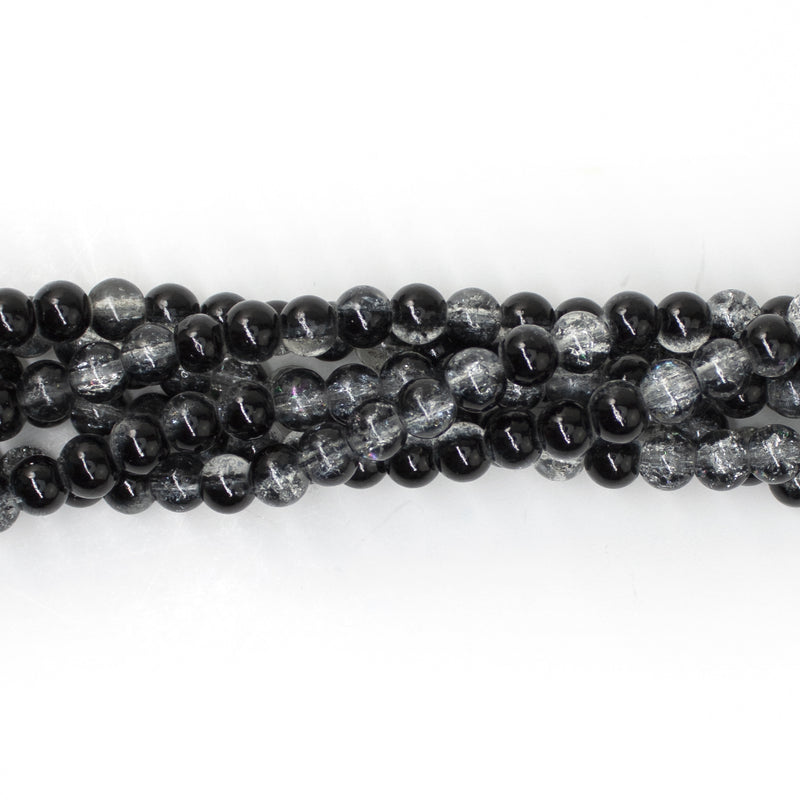Cracked Glass Round Bead Strands (6mm)