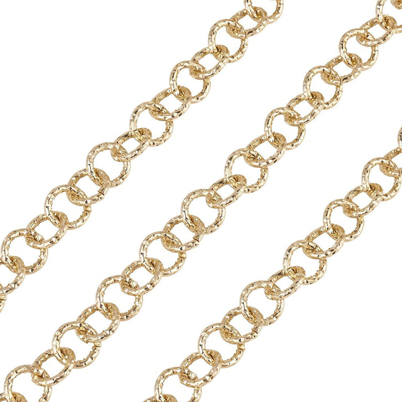 Aluminum Unwelded Textured Rolo Gold Chain Spool