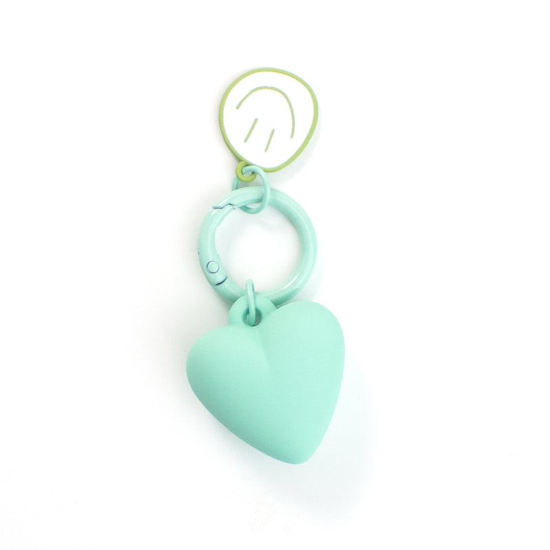 Rubber Heart Keychain with Smiley Face Charm
