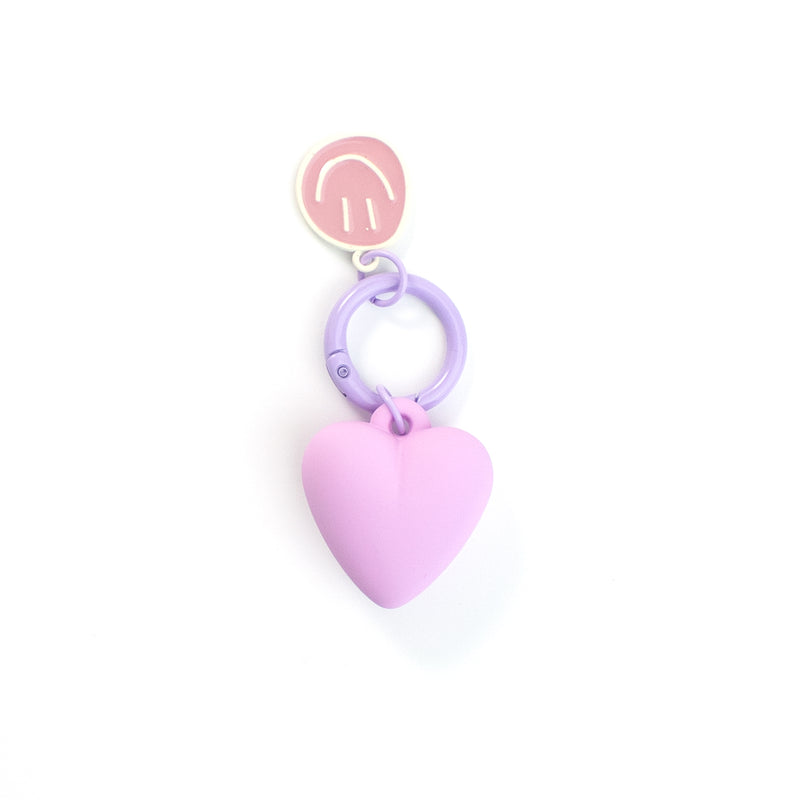 Rubber Heart Keychain with Smiley Face Charm