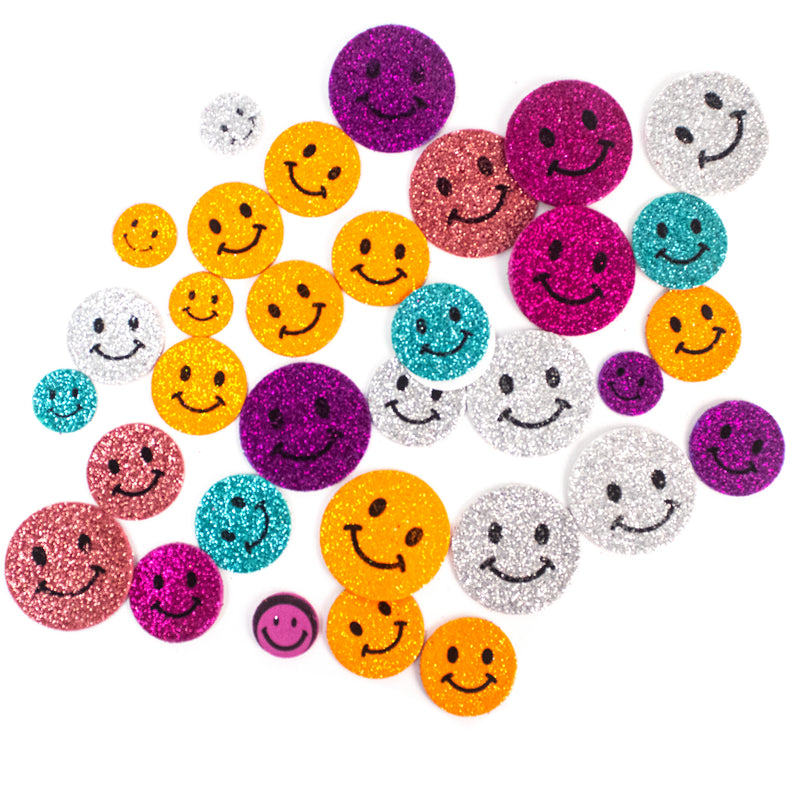 Foamy Cut-Out Shape Stickers (Glitter Smiley Faces)