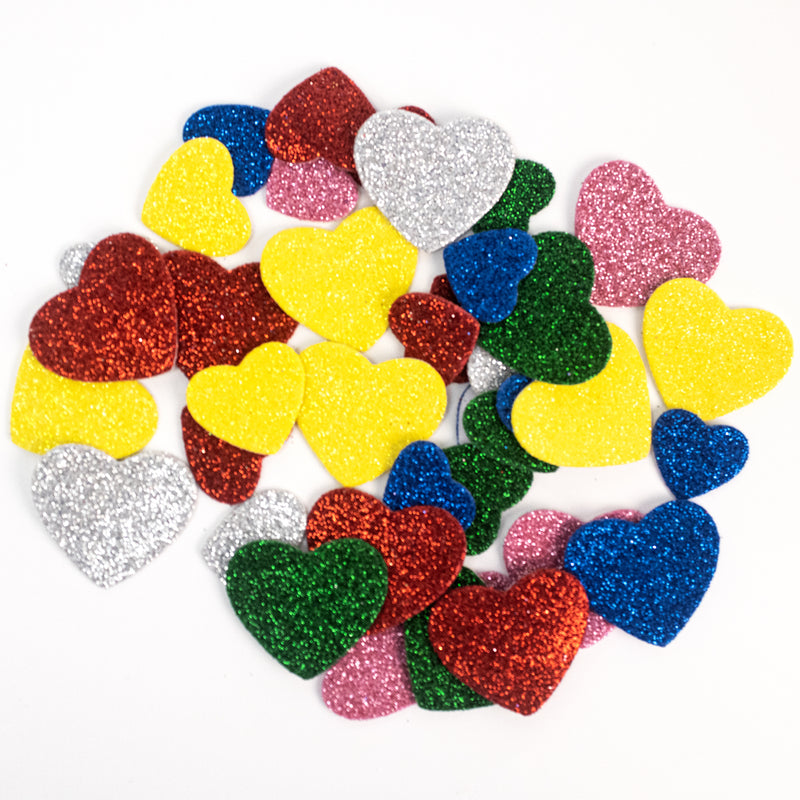 Foamy Cut-Out Shape Stickers (Glitter Hearts)