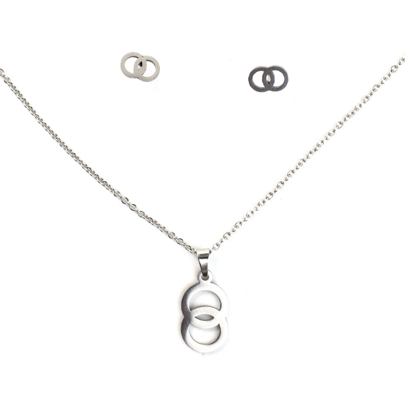 Stainless Steel Necklace & Earrings Set (Circles)