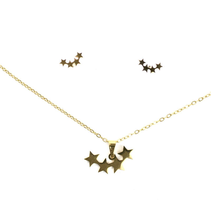 Stainless Steel Necklace & Earrings Set (Stars)