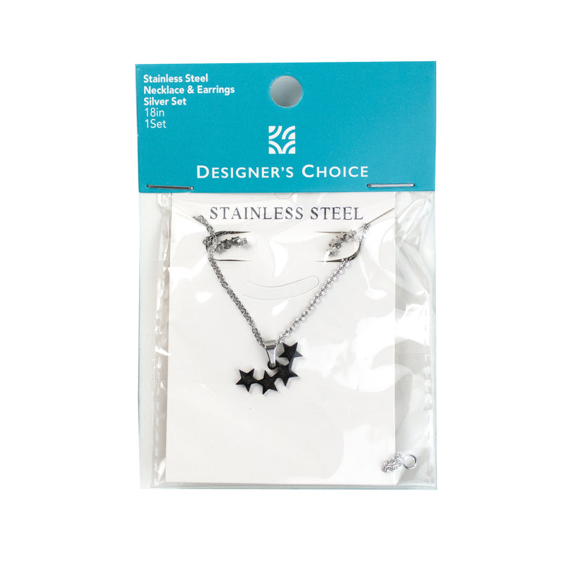 Stainless Steel Necklace & Earrings Set (Stars)