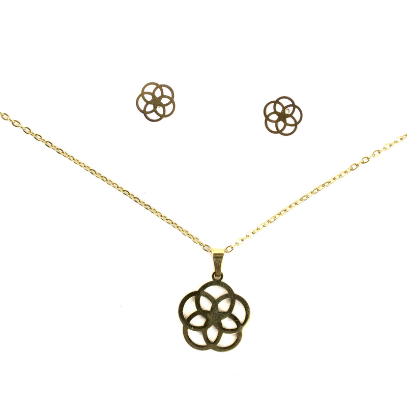 Stainless Steel Necklace & Earrings Set (Mandala)