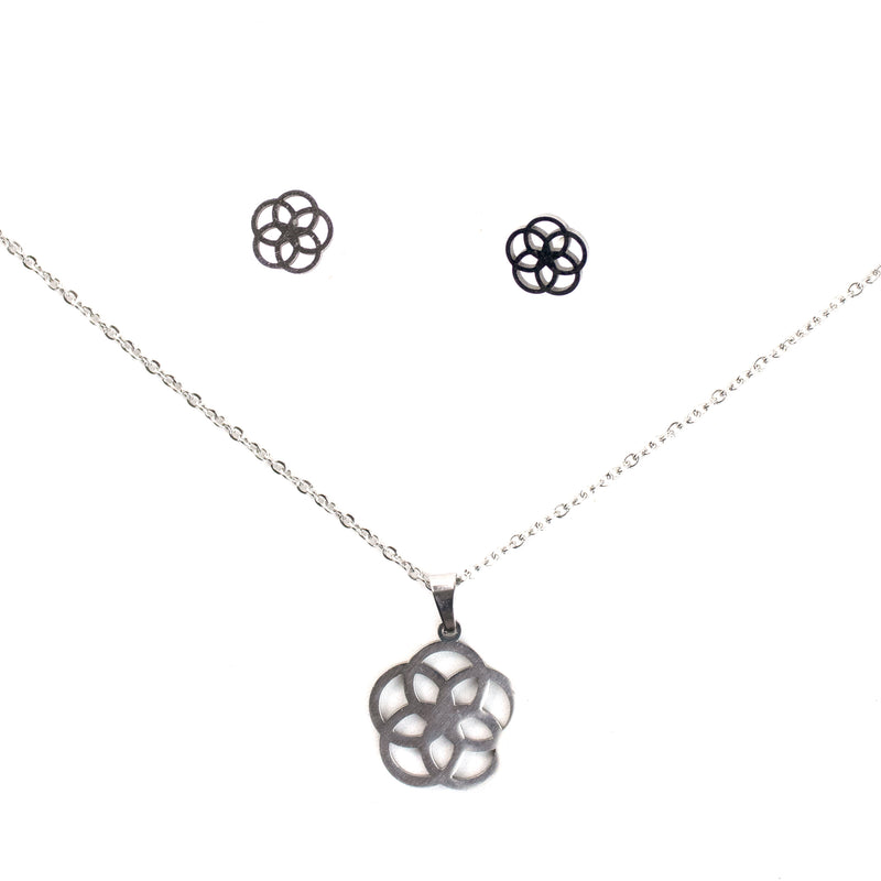 Stainless Steel Necklace & Earrings Set (Mandala)