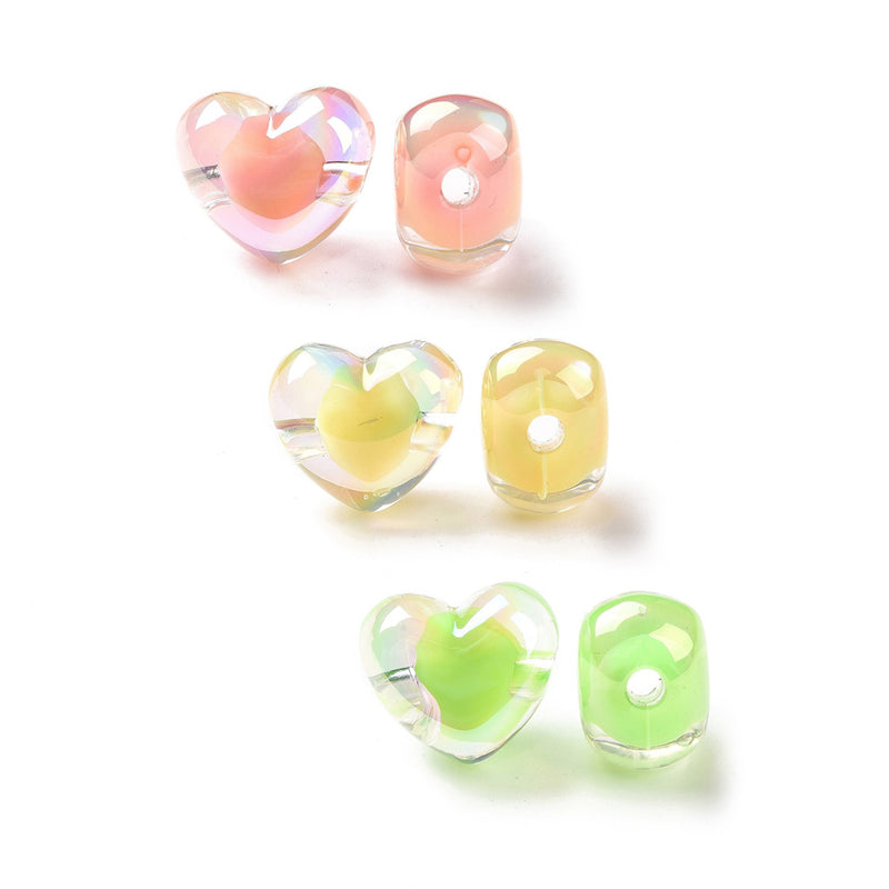 Acrylic Transparent Heart Beads