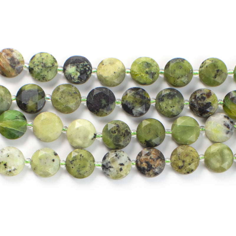 Round Flat Natural Stone Strand (Lime Green)
