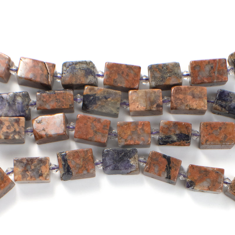 Natural Stone Strand Squared (Brown and Deep Blue)