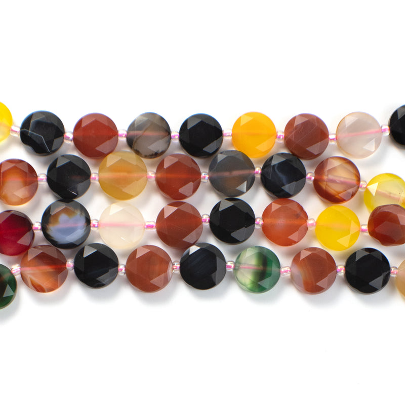 Natural Stone Strand (Faceted Flat Round in Multicolor)