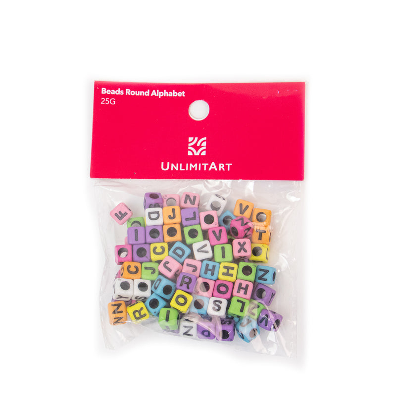 Square Acrylic Alphabet Multicolor & Black Letters Beads