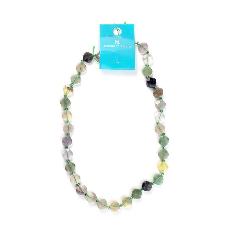 Round Flat Natural Stone Strand (Clear Purple-Green)