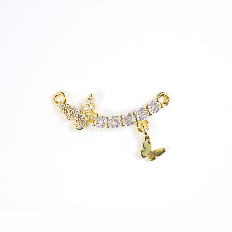 Cubic Zirconia Gold Butterfly Connector