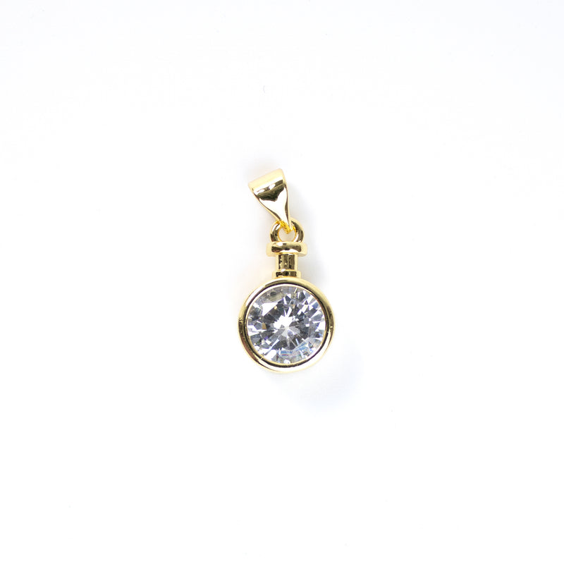 Clear Round Stone in Gold Setting Pendant