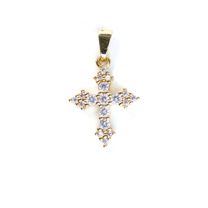 Cubic Zirconia Gold Cross Pendant