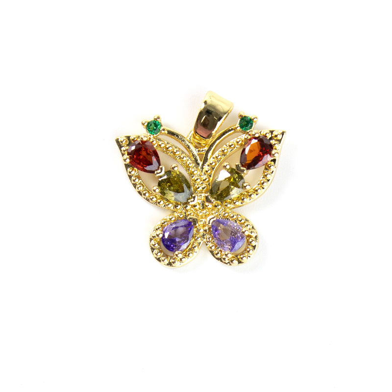 Colorful Butterfly Gold Pendant