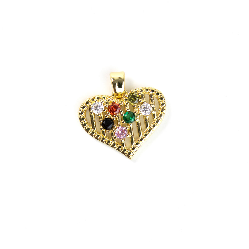 Colorful Gold Heart Pendant