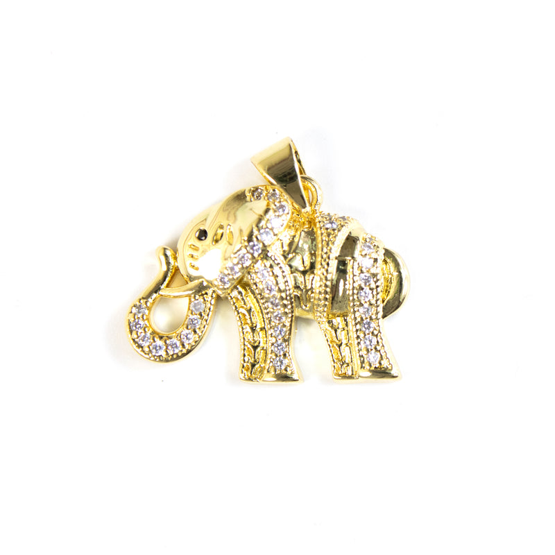 Cubic Zirconia Gold Elephant Pendant