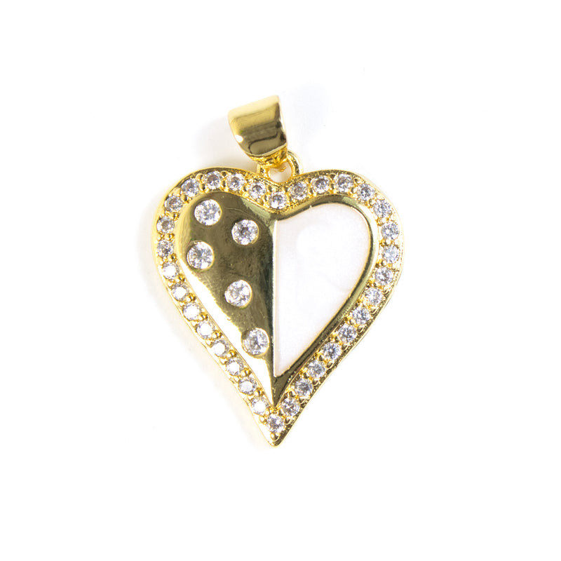 Cubic Zirconia & White Gold Heart Pendant