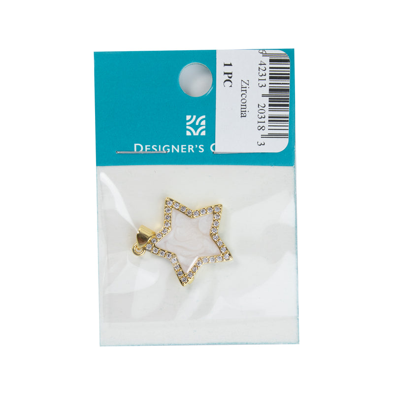 Micro Pave & White Star Gold Pendant