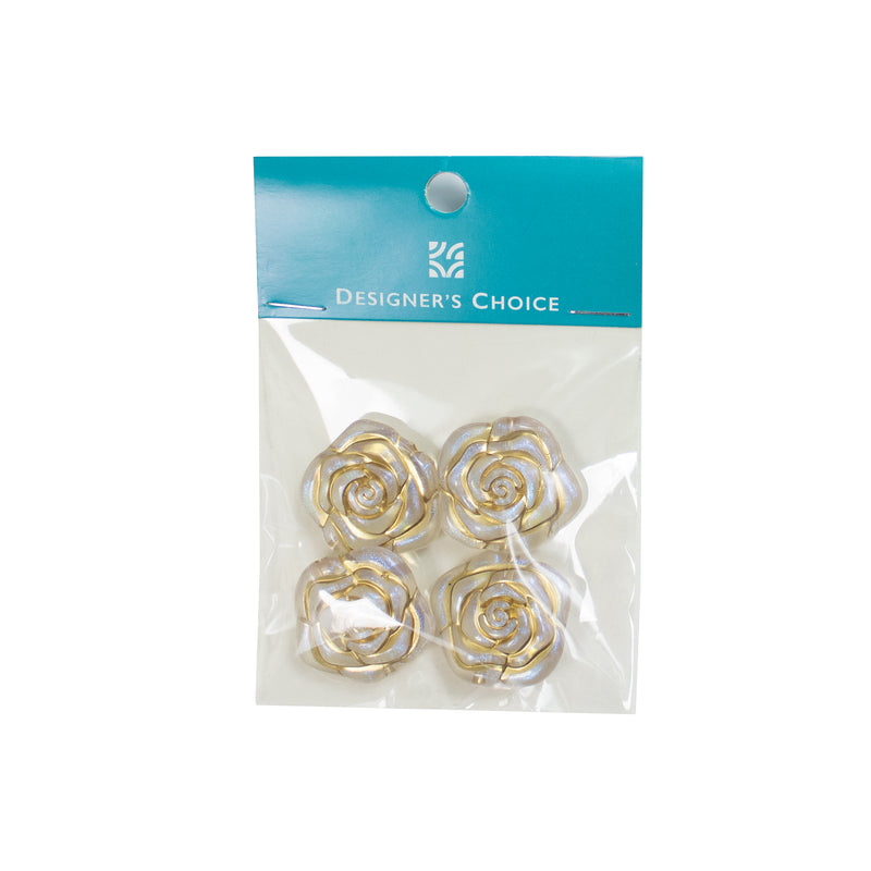 Golden Metal Plating Clear Acrylic Flower Bead