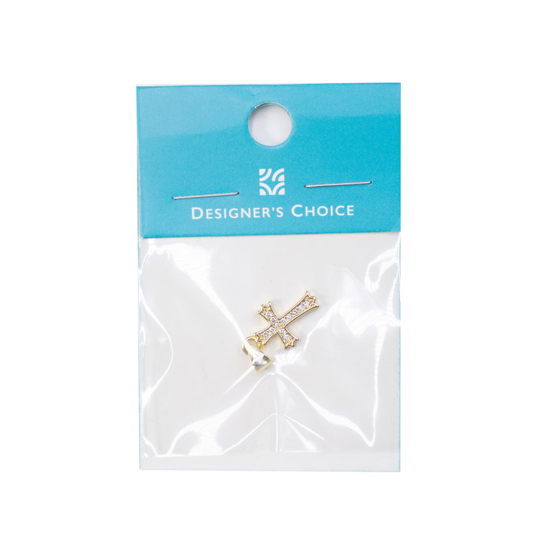 18K Gold Plated Micro Pave Cross Pendant with Jump Ring