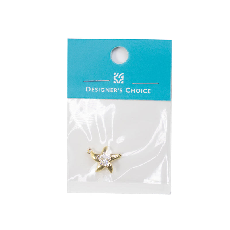 18K Gold Plated Cubic Zirconia Starfish Charm