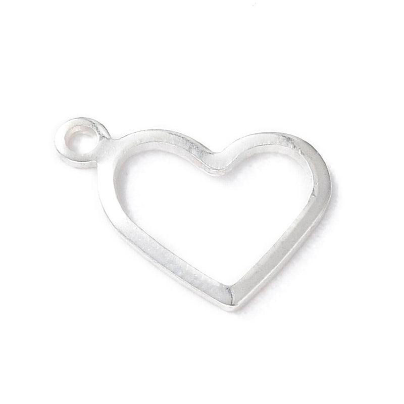 Stainless Steel Hollow Side Heart Charms